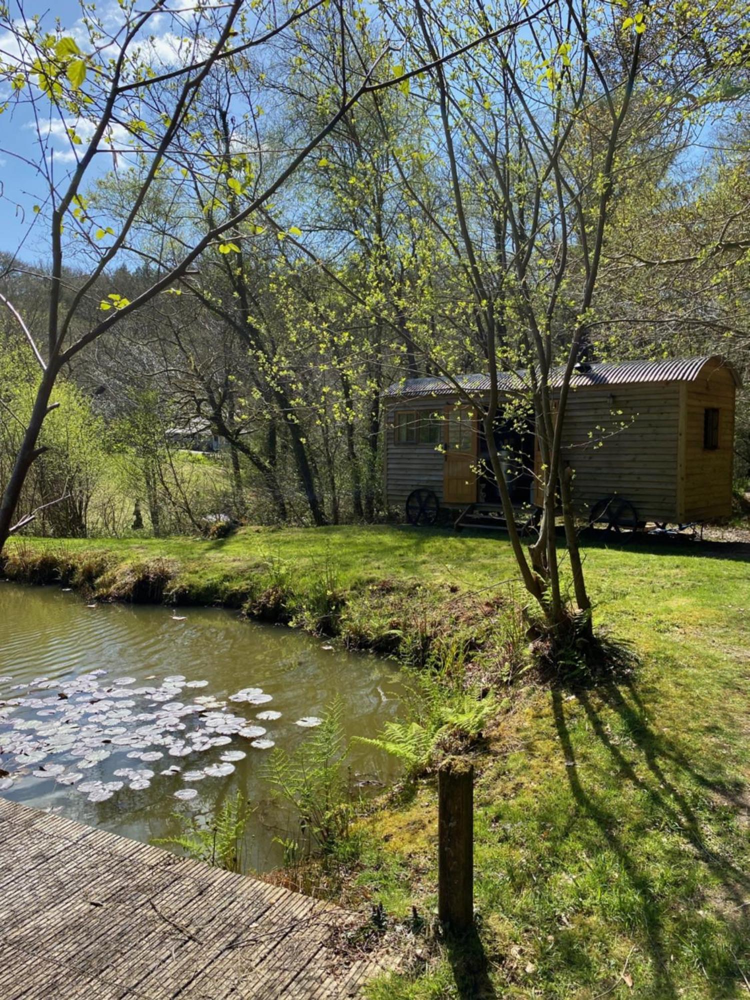 The Goose Nest Luxury Lakeside Shepherd Hut In Cardinham Woods, Cornwall エクステリア 写真
